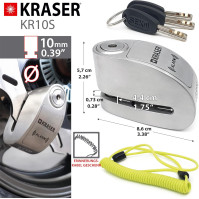 KRASER KR10S Motocyklový alarm Visací zámek, 120dB Double Lock Spona proti krádeži, s kotouči pro motocyklové koloběžky