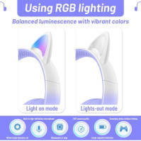 Vynikající bezdrátová sluchátka s Bluetooth pro děti, stereo sluchátka s LED osvětlením a skládacími, kompatibilní s mikr.