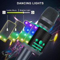 Mikrofon BONAOK Magic Karaoke, vylepšený bezdrátový Bluetooth mikrofon pro nahrávání vokálů, dětský mikrofon s měničem hlasu