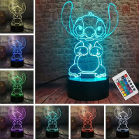 LOUHH Stitch Lamp, Stitch Night Light- Lilo and Stitch 3D LED Smart Dálkové ovládání Stitch Lamp 16 barev Vánoční Stitch