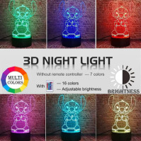 LOUHH Stitch Lamp, Stitch Night Light- Lilo and Stitch 3D LED Smart Dálkové ovládání Stitch Lamp 16 barev Vánoční Stitch