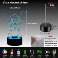 LOUHH Stitch Lamp, Stitch Night Light- Lilo and Stitch 3D LED Smart Dálkové ovládání Stitch Lamp 16 barev Vánoční Stitch