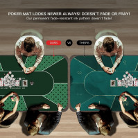 YUZPKRSI 120×60cm Poker Mat, 6 hráčů Texas Hold'em Pokerová gumová podložka pro stoly, skládací přenosný pokerový stolní