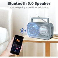 Audiocrazy DAB/DAB Plus/FM rádio, přenosný Bluetooth reproduktor s MP3 přehrávačem (USB, SD karta) s dobíjecí baterií 18mAh