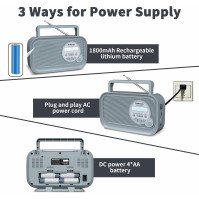 Audiocrazy DAB/DAB Plus/FM rádio, přenosný Bluetooth reproduktor s MP3 přehrávačem (USB, SD karta) s dobíjecí baterií 18mAh