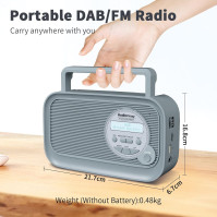 Audiocrazy DAB/DAB Plus/FM rádio, přenosný Bluetooth reproduktor s MP3 přehrávačem (USB, SD karta) s dobíjecí baterií 18mAh