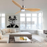 Dřevěný stropní ventilátor Ovlaim s LED světly a dálkovým ovládáním, 52palcový tichý stejnosměrný ventilátor s 3 barevným