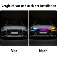 Auto LED světla, 12V pruh světla pod kapotou auta voděodolný RGB vícebarevný dálkový ovladač denního svícení dekorativní