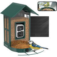 SOLIOM BF08 ptačí budka s kamerou, ptačí krmítko s možností nahrávání videa, WiFi kamera Smart Bird Feeder s napájením