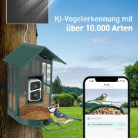 SOLIOM BF08 ptačí budka s kamerou, ptačí krmítko s možností nahrávání videa, WiFi kamera Smart Bird Feeder s napájením