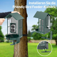 SOLIOM BF08 ptačí budka s kamerou, ptačí krmítko s možností nahrávání videa, WiFi kamera Smart Bird Feeder s napájením