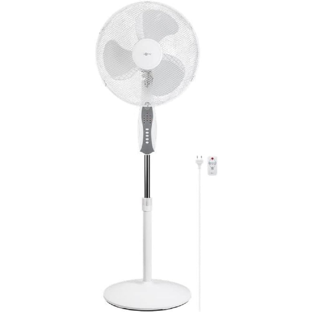 Goobay 59509 Tichý stojanový ventilátor Ø 40 cm (16 palců) / dálkové ovládání / funkce otáčení / elektromotor 45 W / 3 úrovně vý