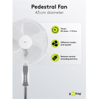 Goobay 59509 Tichý stojanový ventilátor Ø 40 cm (16 palců) / dálkové ovládání / funkce otáčení / elektromotor 45 W / 3 úrovně vý