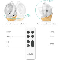 4UMOR ventilátor tichý 20dB 7,6m/s turbo 21W DC motor 12 rychlostí stolní ventilátor velmi tichý 3D cirkulace vzduchu pro 30m² 8