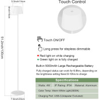 K-Bright LED stojací lampa, 4W stmívatelné světlo na čtení, dotykové ovládání, stojací lampa z kovu hliník