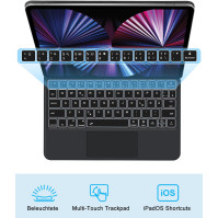 JADEMALL Magic Keyboard iPad Pro 12.9, design volně plovoucího stojanu, podsvícená klávesnice Magic Keyboard s klávesový