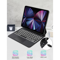 JADEMALL Magic Keyboard iPad Pro 12.9, design volně plovoucího stojanu, podsvícená klávesnice Magic Keyboard s klávesový