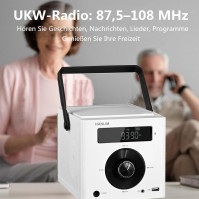 Přenosný CD přehrávač 20W kompatibilní s Bluetooth/ FM rádio/přehrávání MP3/USB/AUX vstup/konektor pro sluchátka/konekto