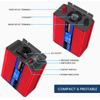 ETREPOW Invertor 1500W 24V 220V čistá sinusoida s transformátorem s 2 EU zásuvkami a jedním USB, bezdrátový dálkový ovladač