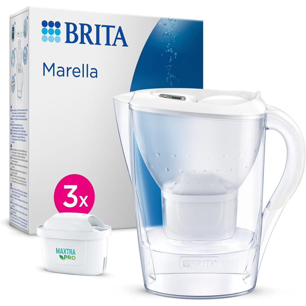 BRITA Vodní filtr Marella bílá (2,4l) včetně 3x MAXTRA PRO All-in-1 kartuše - Filtr pro snížení obsahu vápna, chloru