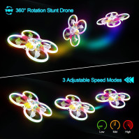 tech rc Dron pro děti s LED světly, ovládaný dálkově i ručně, RC kvadrokoptéra s maximální dobou hraní 20 minut, 3D obraty