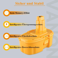 18V 3,6Ah Ni-Mh DC9096 Náhradní baterie kompatibilní s 18V baterií Dewalt XRP DC725 DE9096 DE9503 DC9098 DE9039 DE9095 DW9095 DW