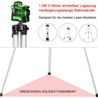 Zelená laserová vodováha Geevorks 30 m, 3D 12řádková samonivelační laserová vodováha, 2 x 2400 mAh dobíjecí baterie + nástěnný d