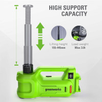 Greenworks G24JACK Battery Jack 24V 3T Elektrický hydraulický zvedák Výška: 6-1/8"-17-1/2" (155-445mm) Vhodný pro většinu vozide