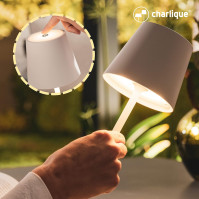 charlique LED bateriová stolní lampa (bílá) - stmívatelné jídelní světlo - stolní lampa s USB, vnitřní/venkovní, teplá bílá