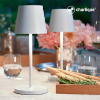 charlique LED bateriová stolní lampa (bílá) - stmívatelné jídelní světlo - stolní lampa s USB, vnitřní/venkovní, teplá bílá