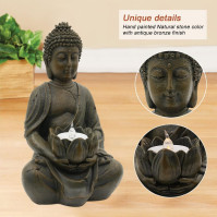 Yeomoo Meditační Buddha držák svíček/svícen sochy Zen Buddha dekorace s lotosem - Vnitřní/Vnější dekorace pro domov