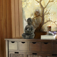 Yeomoo Meditační Buddha držák svíček/svícen sochy Zen Buddha dekorace s lotosem - Vnitřní/Vnější dekorace pro domov