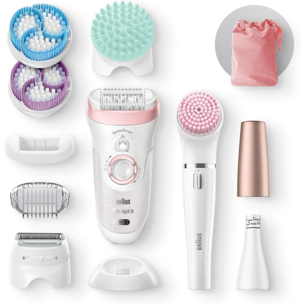 Braun Silk-épil Beauty-Set 9 Deluxe 7 v 1 epilátor pro ženy, epilátor na obličej Facespa, holicí strojek, peeling, čisticí sada