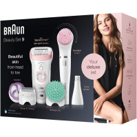 Braun Silk-épil Beauty-Set 9 Deluxe 7 v 1 epilátor pro ženy, epilátor na obličej Facespa, holicí strojek, peeling, čisticí sada