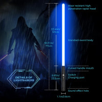 GFACHNT Espada Laser LED-RGB Lightsaber - Sable de luz s LED osvětlením v 7 barvách, hračka s kovovým rukojetí