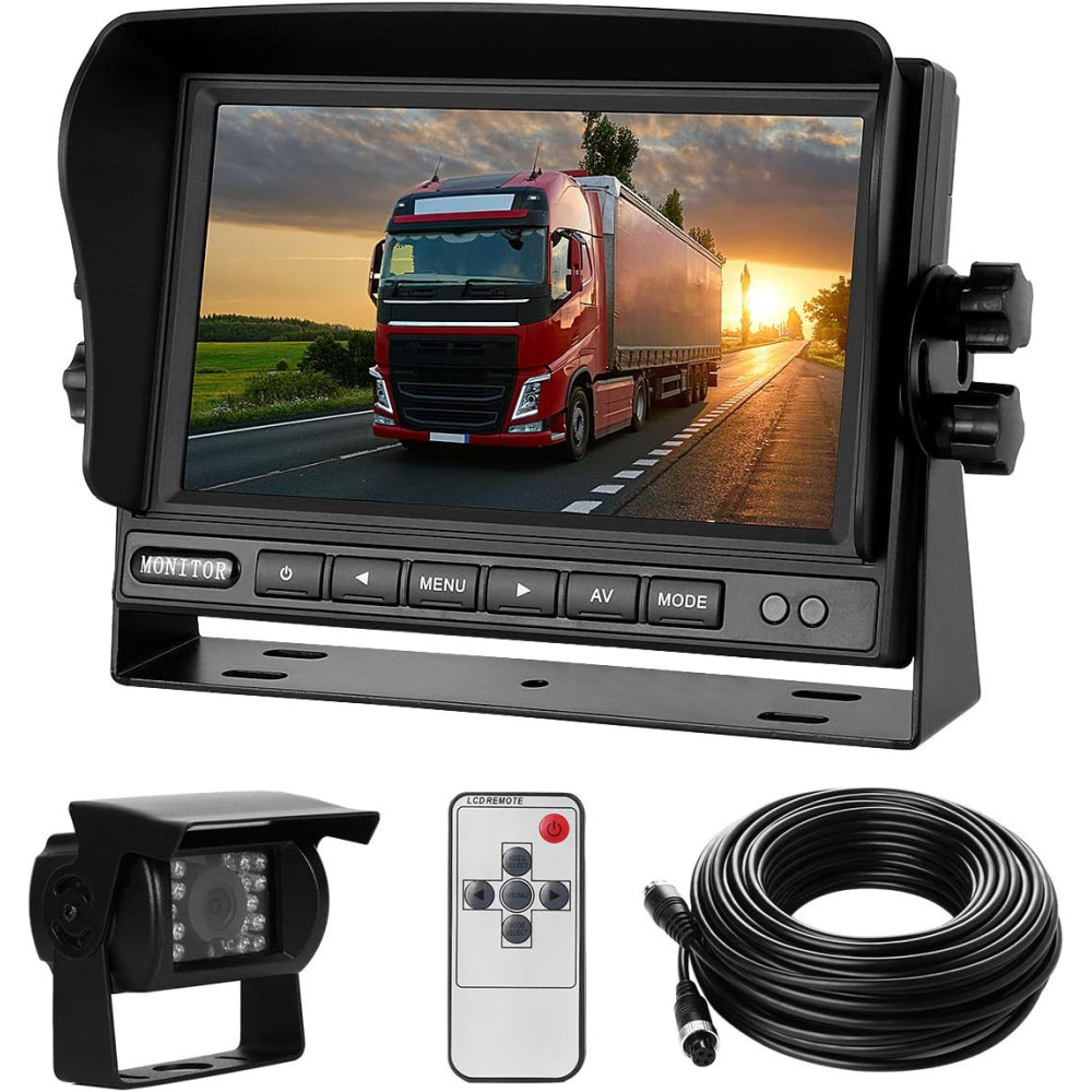 Set zadní kamery s 7" LCD monitorem a 170° širokým úhlem zpětné kamery, 18IR noční vidění