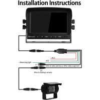 Set zadní kamery s 7" LCD monitorem a 170° širokým úhlem zpětné kamery, 18IR noční vidění