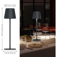 Bezdrátová stolní lampa Ralbay Anthracite Balení po 2 kusech, 3000K teplá bílá LED stmívatelná stolní lampa Baterie, IP54