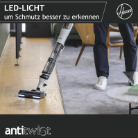 Bezdrátový vysavač HOOVER HFX s LED, vysává až 60 minut, bezdrátový vysavač s CORNER GENIE™ pro čištění rohů a hran