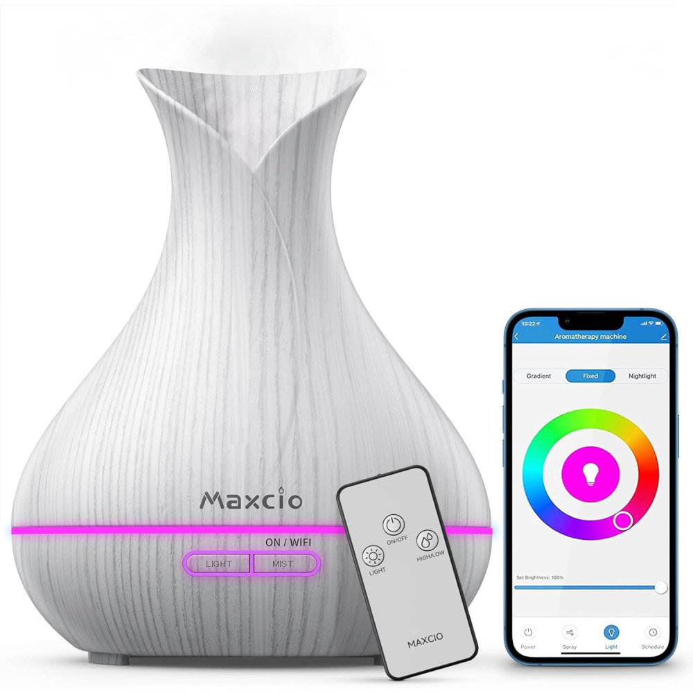 Maxcio Alexa Aroma Diffuser - Chytrá ultrazvuková lampa na aroma difuzi s kapacitou 400 ml, kompatibilní s Alexou a Google Home