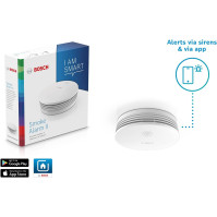 Bosch Smart Home detektor kouře II s funkcí aplikace, kompatibilní s Apple HomeKit.