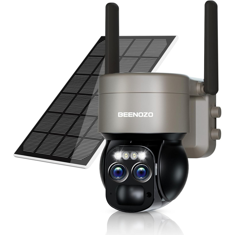 4K Venkovní bezdrátová bateriová WiFi kamera, 360° PTZ venkovní bezpečnostní kamera s solárním panelem, 8x zoom, 8 MP