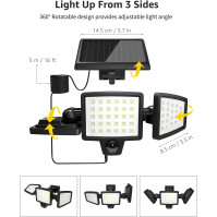 Lepro Sluneční Bezpečnostní Světla, Venkovní Pohybový Senzor Sluneční Světla s Odděleným Slunečním Panelem