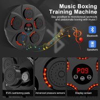 Hudební box, Inteligentní elektronický boxerský stroj nástěnný s LED světlem, Elektronický boxer s Bluetooth s boxerskými ruk.