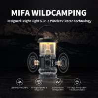 MIFA WildCamping Bluetooth reproduktor, LED lampa, stanová lampa, Bluetooth 5.3 kompatibilní, 20 W/DSP zpracování, IP67