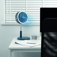 Beldray EH3413B Skládací ventilátor na stojan - USB dobíjecí, lehký, skládací přenosný stolní a stěnový ventilátor, 97 cm