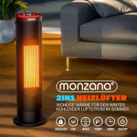 Monzana® Keramický topný ventilátor 2000 W 4 provozní režimy 15-35°C Energeticky úsporný 70° oscilace, časovač, tichý, DO