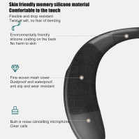 Vikye Neckband Bluetooth reproduktory, stereo zvuk bezdrátové nositelné reproduktory na krk, HD hands-free volání