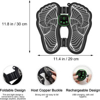 EMS masážní podložka na nohy, inteligentní masážní podložka s 8 režimy a 19 nastavitelnými frekvencemi