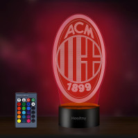 HooJtny AC Milan Fotbalová lampa, Milan fotbal 3D LED noční světlo, 16 barev USB dobíjecí